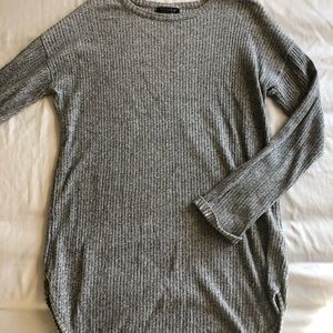 TopShop Curved Hem Grey Soft Knit Shirt
